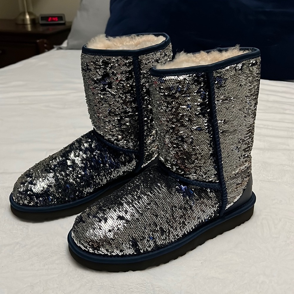 sequin blue and silver ugg boots